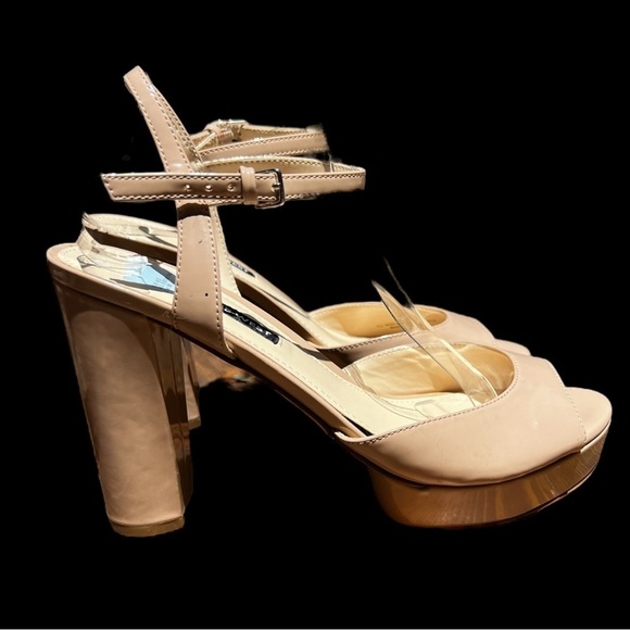 🌻NEW Nine West Nude Natural Patent "Gail" Platform Sandals Women's Size 9.5 - Picture 5 of 12